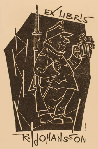 Exlibris by Ladislav Rusek from Czechoslovakia for Roland Johansson - Literature Military/War 