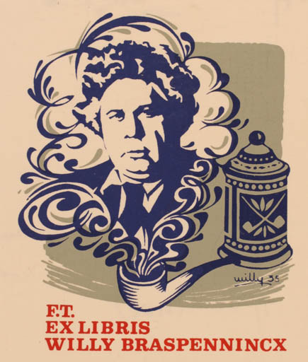 Exlibris by Willy Braspennincx from Belgium for Willy Braspennincx - Literature Portrait 