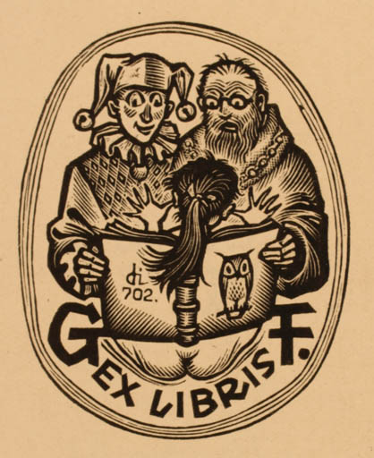 Exlibris by Istvàn Drahos from Hungary for Galambos Ferenc - Literature Owl 