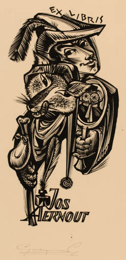 Exlibris by Gerard Gaudaen from Belgium for Jos Aernout - Literature 