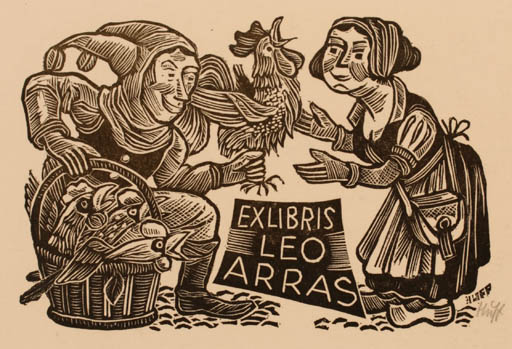 Exlibris by Hermann Huffert from Germany for Leo Arras - Literature 