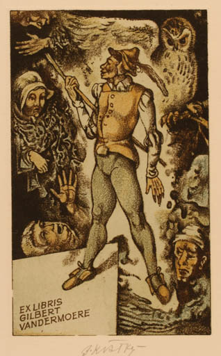 Exlibris by Bohumil Kratky from Czechoslovakia for ? ? - Literature Owl 