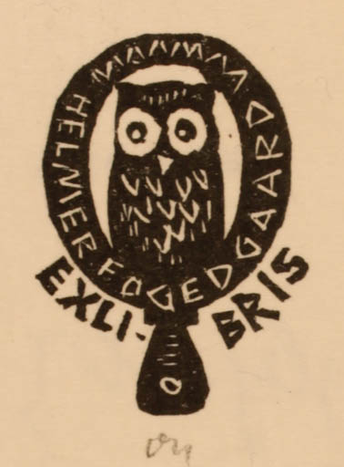 Exlibris by Herbert S. Ott from Germany for Helmer Fogedgaard - Literature Owl 