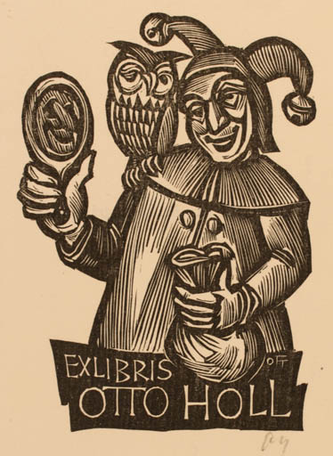 Exlibris by Herbert S. Ott from Germany for Otto Holl - Literature Owl 