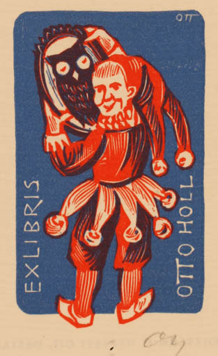 Exlibris by Herbert S. Ott from Germany for Otto Holl - Literature Owl 