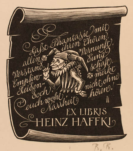 Exlibris by Rudolf Riess from Germany for Heinz Haffki - Literature 