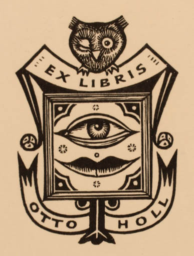 Exlibris by Helmut Seehausen from Germany for Otto Holl - Literature Owl 