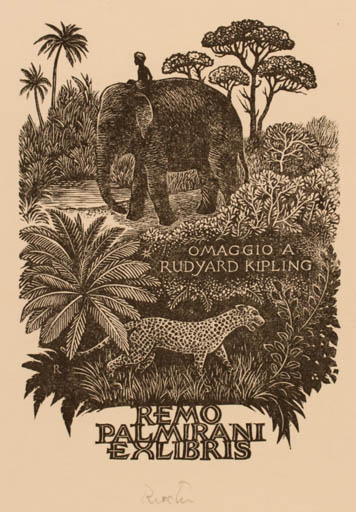 Exlibris by Pam Georg Rueter from Netherland for Rosellae Remo Pamirani - Fauna Literature 