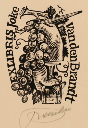 Exlibris by Frank-Ivo van Damme from Belgium for Joke van den Brandt - Wine 