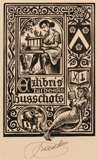 Exlibris by Frank-Ivo van Damme from Belgium for Hirse Busschots - Working Fauna Mermaid 