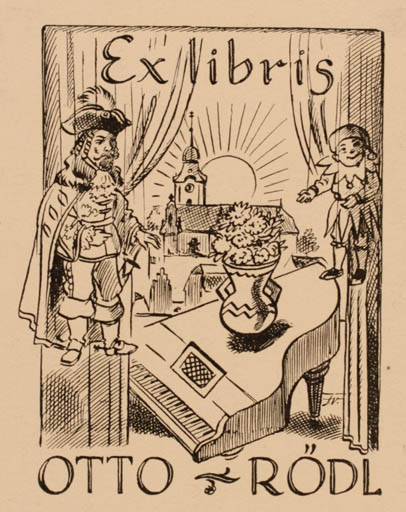 Exlibris by F Vojva from Unknown for Otto Rödl - Church Music Theater/Cirkus 