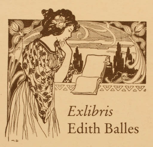 Exlibris by Margarete Driesch-Reifferscheidt from Germany for Edith Balles - Book Jugend Woman 