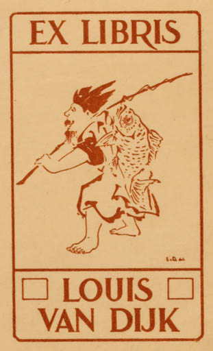 Exlibris by Van Dijk from Netherland for Louis van Dijk - Fish 