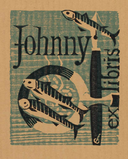 Exlibris by Christian Blæsbjerg from Denmark for Køhler Johnny - Fish 