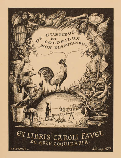 Exlibris by Charles Favet from France for Caroli Favet - Fauna Bird Food 