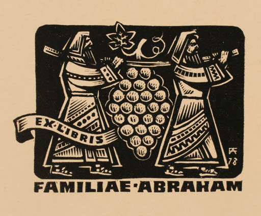 Exlibris by Antal Fery from Hungary for Familiae Abraham - Wine 