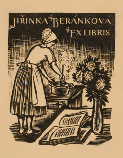 Exlibris by Michal Florian from Czech Republic for Jirinka Berankova - Woman Food 