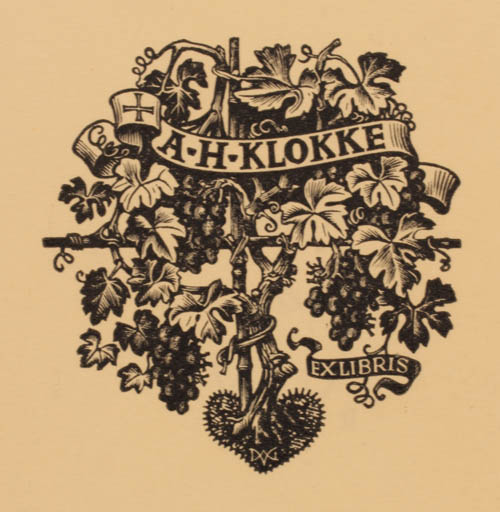 Exlibris by Dirk van Gelder from Netherland for A. H. Klokke - Wine 