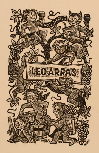 Exlibris by Hermann Huffert from Germany for Leo Arras - Group Wine 