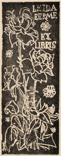 Exlibris by Evald Okas from Estonia for Leida Eerme - Flower Flora 