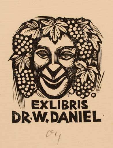 Exlibris by Herbert S. Ott from Germany for Dr. Werner Daniel - Wine 