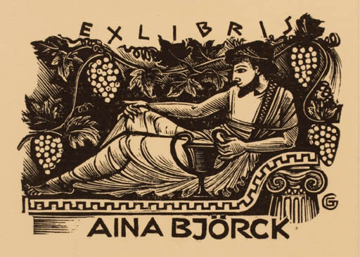 Exlibris by Gerard Gaudaen from Belgium for Aina Björck - Classical antiquity Wine 