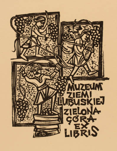 Exlibris by Zbigniew Dolatowski from Poland for Muzeum Ziemi Lubuskiej Zielona Góra - Wine 