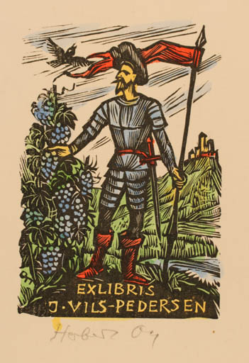 Exlibris by Herbert S. Ott from Germany for Jørgen Vils Pedersen - Don Quijote Wine 