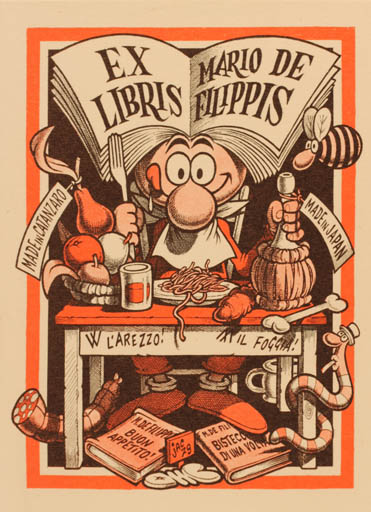 Exlibris by Benito Jacovitti from Italy for Mario de Filippis - Food 