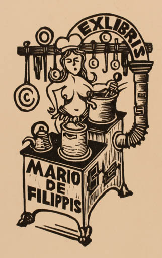 Exlibris by Hubert Schmid from Austria for Mario de Filippis - Woman Food 