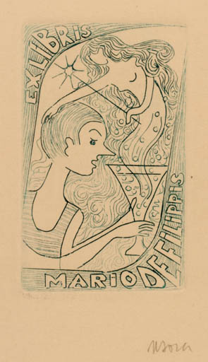 Exlibris by Natalia Sora from Romania for Mario de Filippis - 