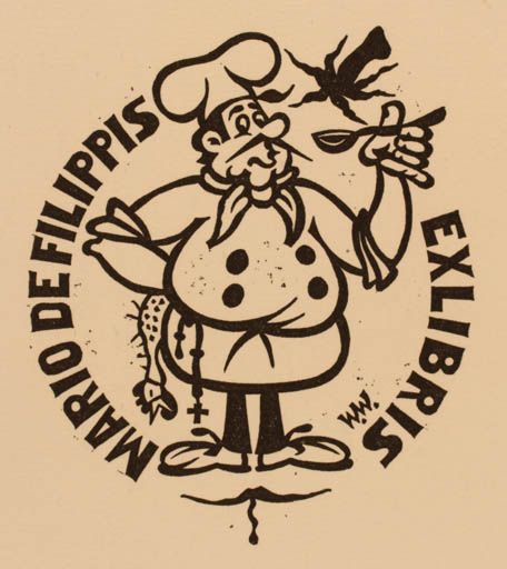 Exlibris by Walter Wuyts from Belgium for Mario de Filippis - Food 