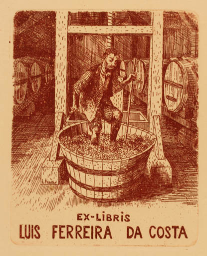 Exlibris by Lima de Freitas from Portugal for Luis Ferreira Da Costa - Working Wine 