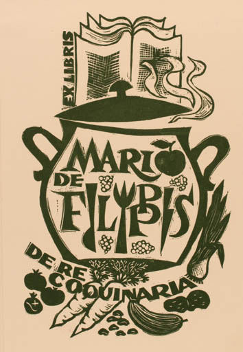 Exlibris by Jerzy Druzrycki from Poland for Mario de Filippis - Food 