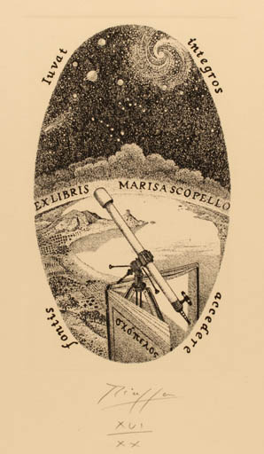 Exlibris by Vincenzo Piazza from Italy for Marisa Scopello - Cosmos 