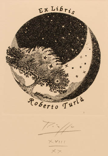 Exlibris by Vincenzo Piazza from Italy for Roberto Turlá - Cosmos 