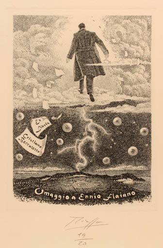 Exlibris by Vincenzo Piazza from Italy for Cristiano Beccaletto - Scenery/Landscape Man 