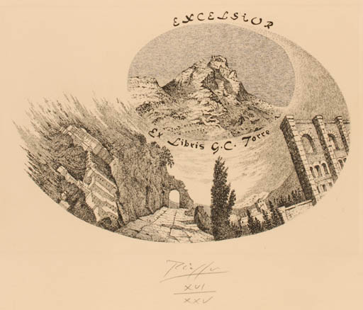 Exlibris by Vincenzo Piazza from Italy for Gian Carlo Torre - Scenery/Landscape 