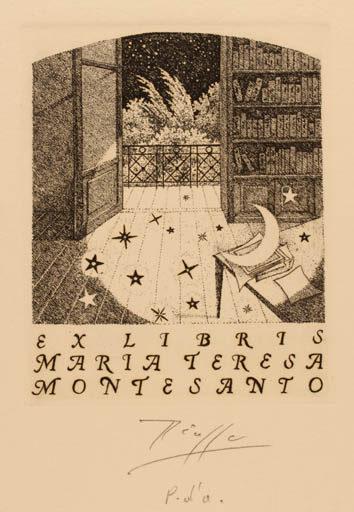 Exlibris by Vincenzo Piazza from Italy for Maria Teresa Montesanto - Interior 