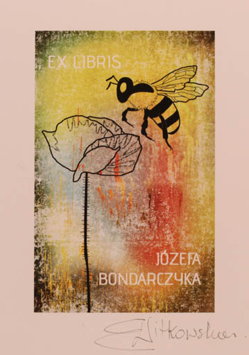 Exlibris by Ewa Witkowska from Poland for Jozefa Bondarczyka - Insect 