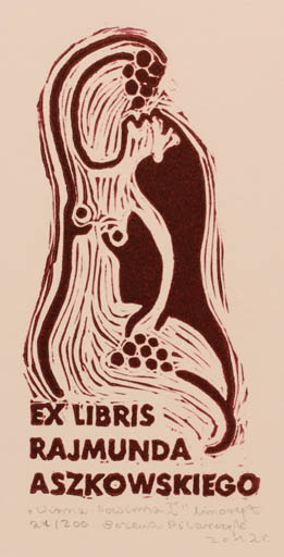 Exlibris by Bozena Pilarczyk from Poland for Rajmund Aszkowski - Woman 