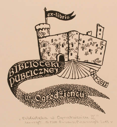 Exlibris by Bozena Pilarczyk from Poland for W. Ogrodziencu Biblioteki Publicznej - Castle/Palace 