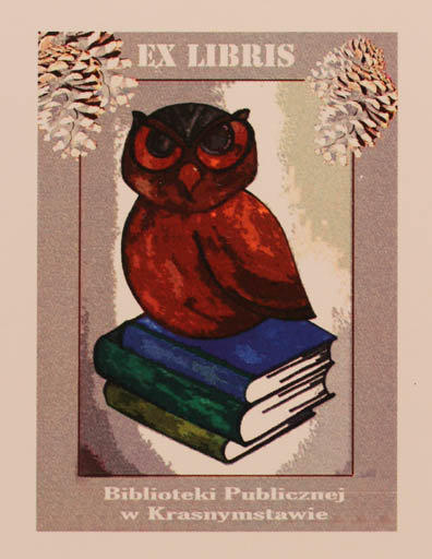 Exlibris by Weroniki Podstawki from Poland for W. Krasnymstawie Biblioteki Publicznej - Book Owl 