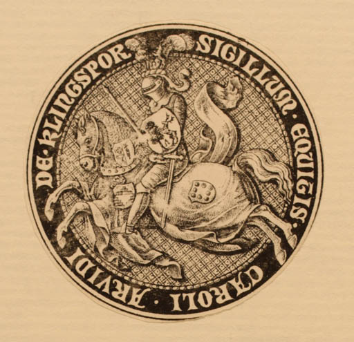 Exlibris by Caroli Arvidi Klingspor from Sweden for Caroli Arvidi Klingspor - Heraldry Horse Knight 
