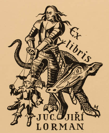 Exlibris by Jiri Mikula from Czech Republic for Jiri Lorman - Knight Sct.G. and the Dragon 