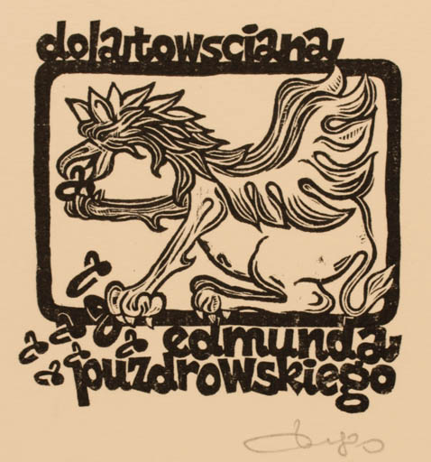 Exlibris by Zbigniew Dolatowski from Poland for Edmund Puzdrowski - Fable Animal 