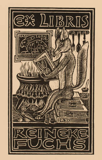 Exlibris by Helmut Arndt from Germany for Reineke Fuchs - Interior Fauna 