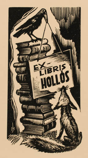 Exlibris by Jozsef Menyhart from Hungary for ? Hollós - Book Fairytale/fable 