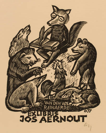 Exlibris by Norbert H. Ott from Germany for Jos Aernout - Fairytale/fable Fauna 