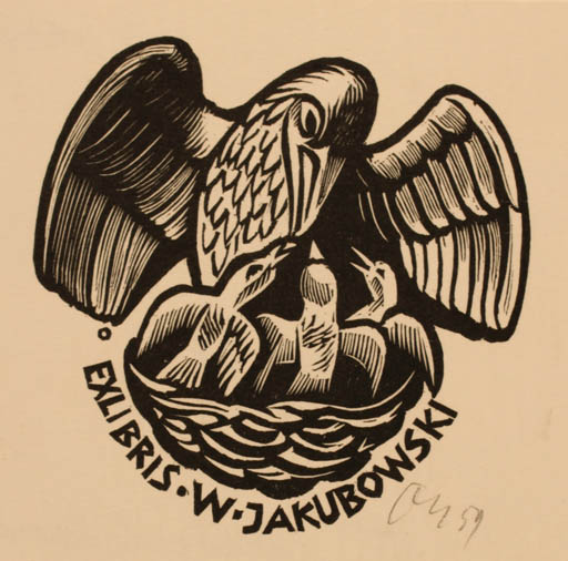 Exlibris by Norbert H. Ott from Germany for Wojciech Jakubowski - Bird 